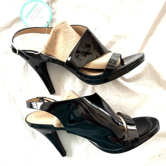 NWT Andrew Geller Women's Black Theola Sandal Pump cone heel.SZ 10 M Brand New - Picture 4 of 15